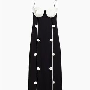 FARM Rio Black Slip Dress with Rose Detail